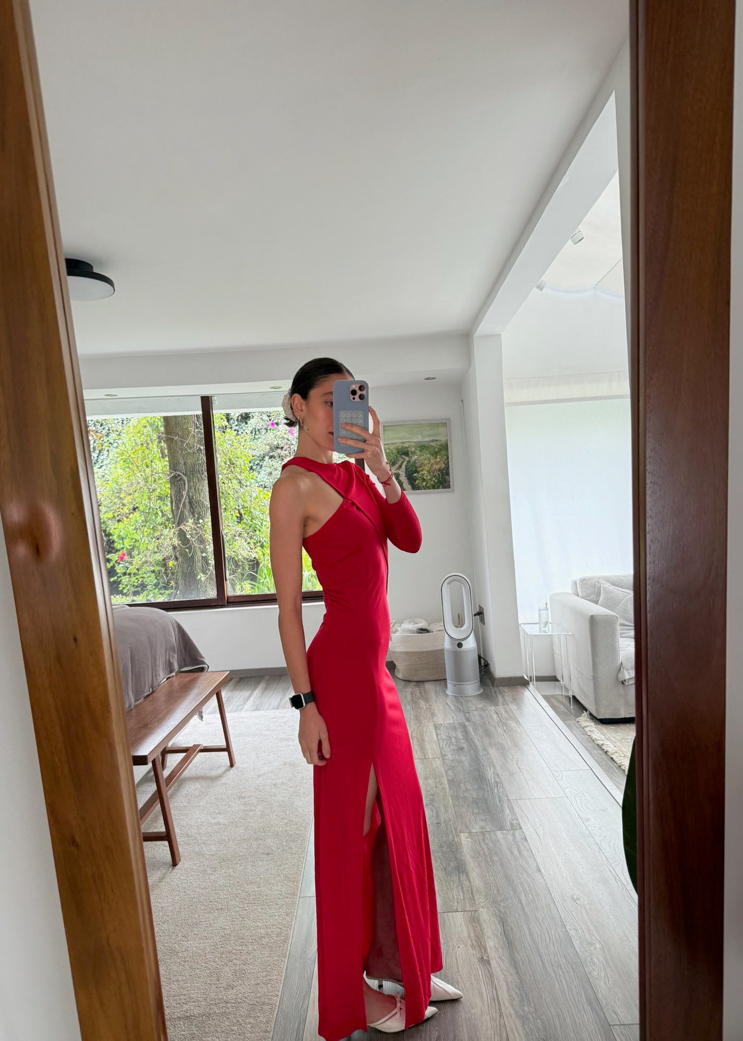 VESTIDO MAXI ROJO ASIMÉTRICO