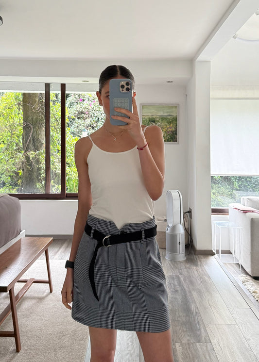 FALDA PLAID CON CINTURÓN