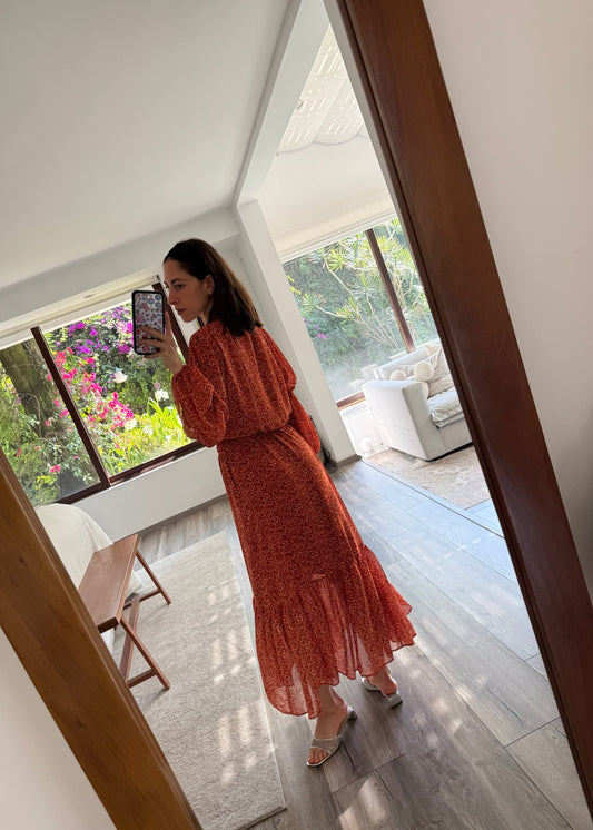 VESTIDO MIDI CON PRINT FLORAL