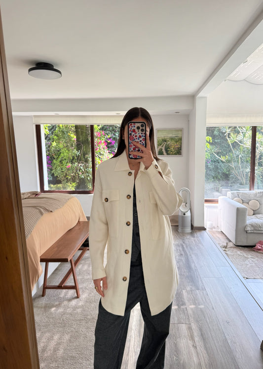 SOBRECAMISA LARGA CREMA