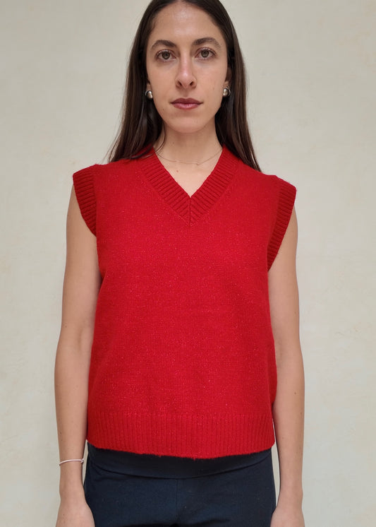 CHALECO DE KNIT ROJO