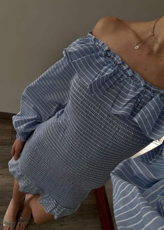 VESTIDO GIRLY RUCHED AZUL