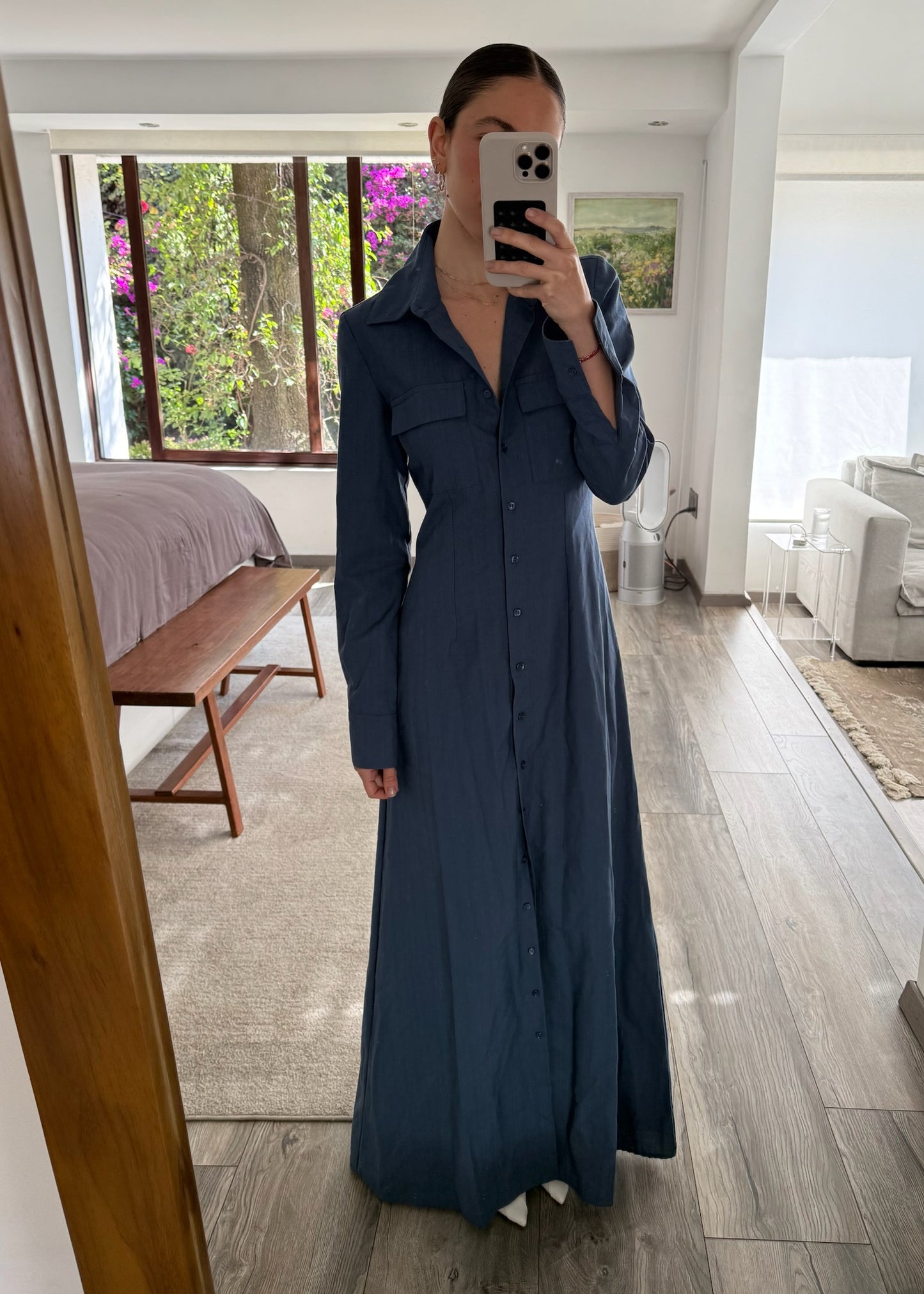 VESTIDO MAXI DE TIPO CAMISA