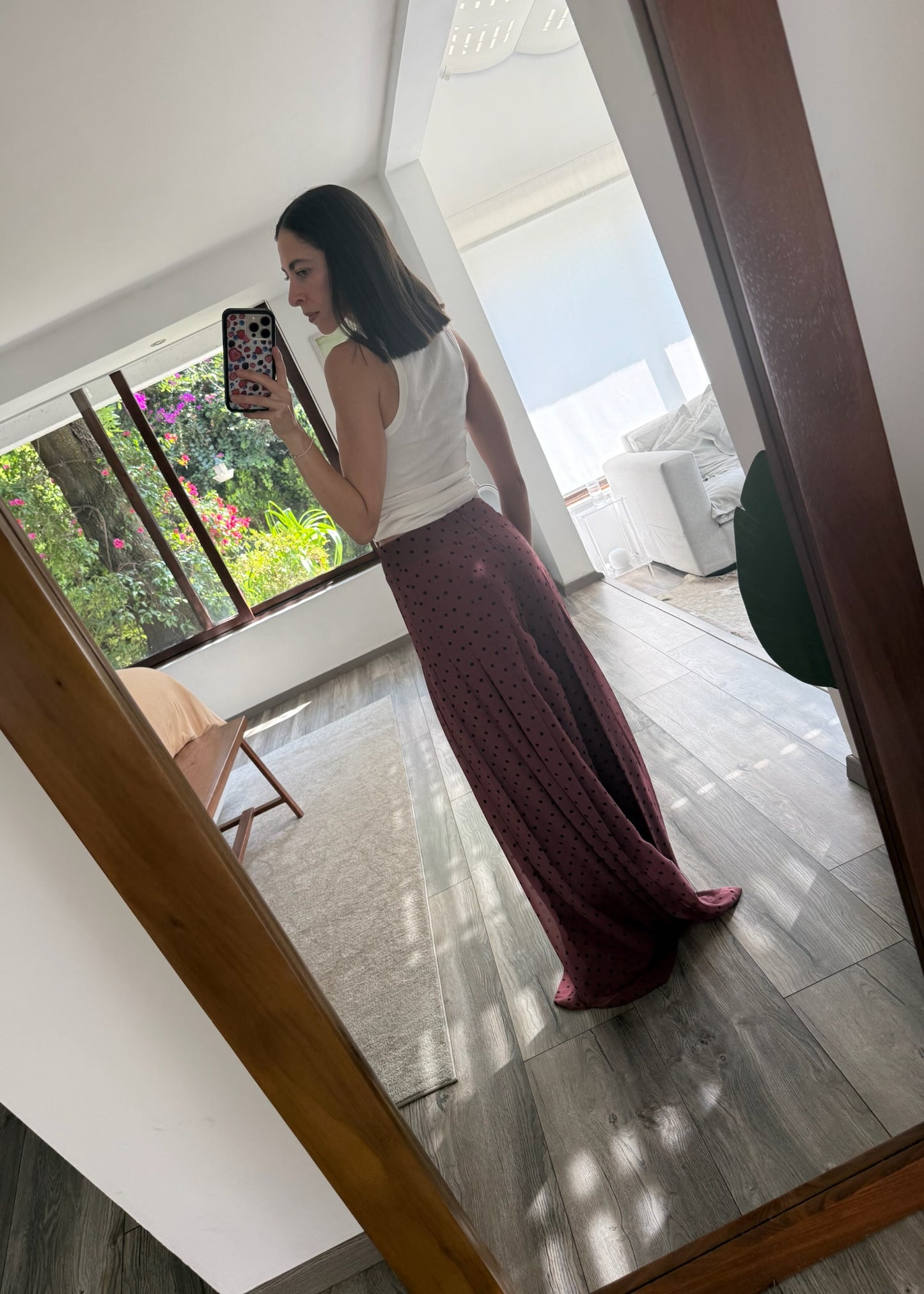 PANTALÓN POLKA DOT BURGUNDY