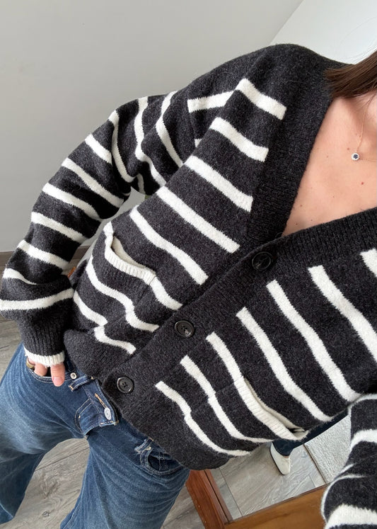 CARDIGAN RAYADO B&W