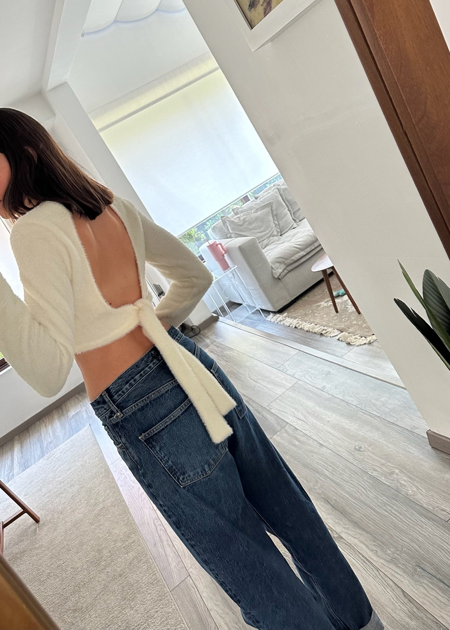 TOP DE SUETER CROPPED FURRY