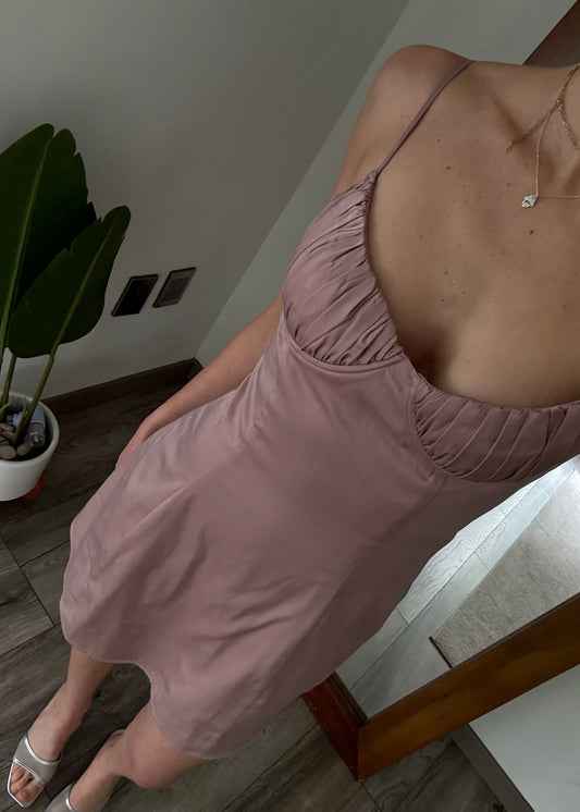 VESTIDO BUSTIER ROSA SHINY