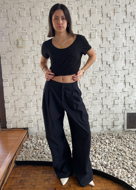 PANTALÓN PINSTRIPE NEGRO