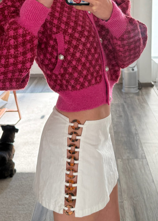 FALDA BLANCA MINI CON ANILLOS