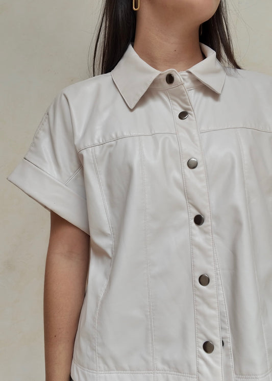 CAMISA CREMA DE FAUX LEATHER