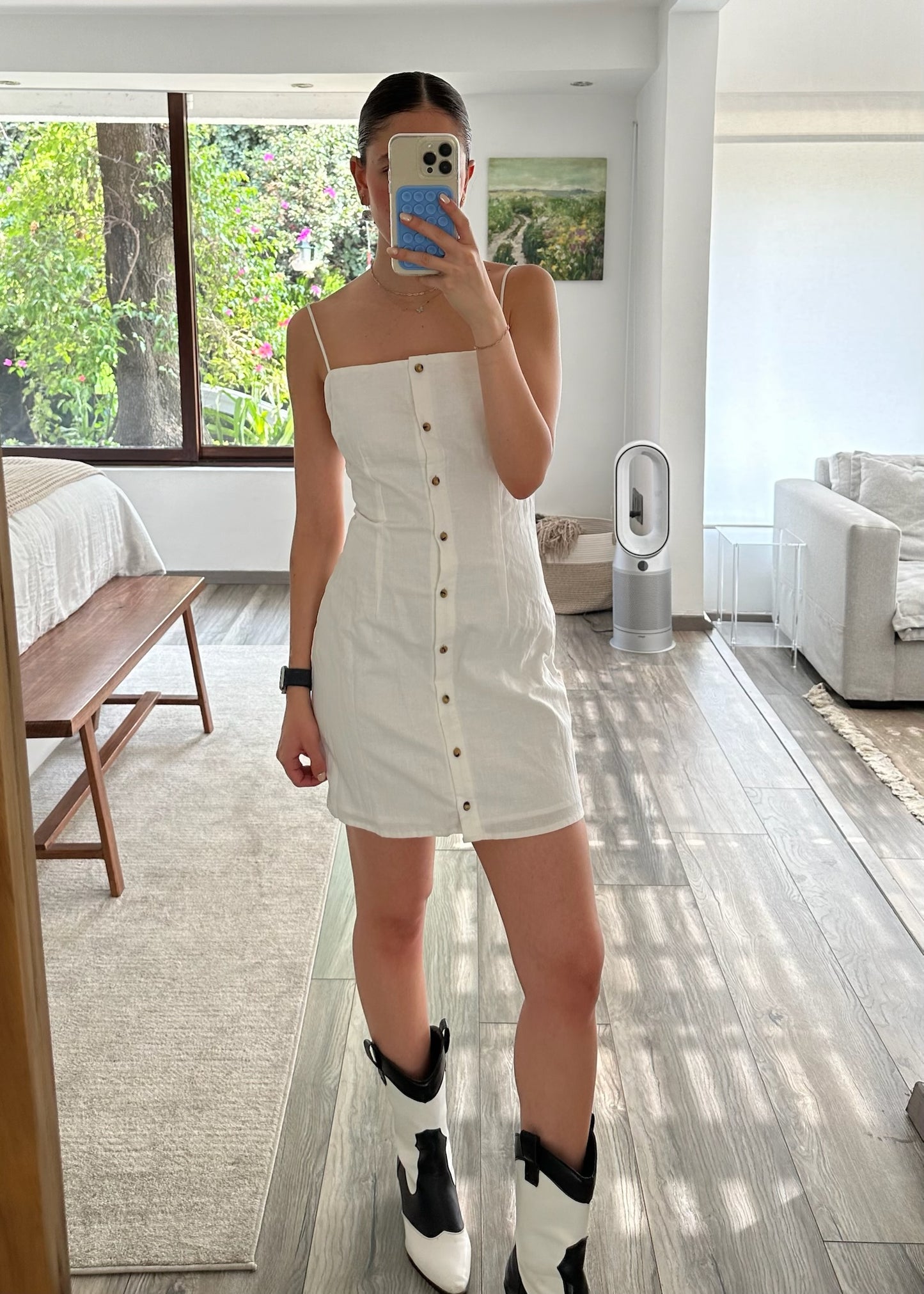 VESTIDO DE LINO BLANCO CORTO