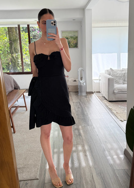 VESTIDO BUSTIER DE TIPO LINO