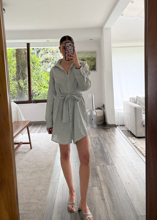 VESTIDO DE TIPO CAMISA STRIPED BELTED