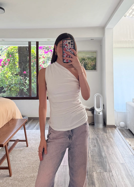 TOP ONE SHOULDER FRUNCIDO