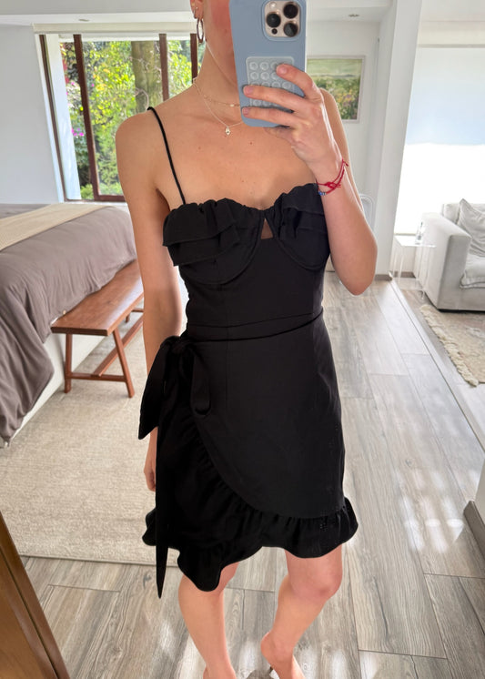 VESTIDO BUSTIER DE TIPO LINO