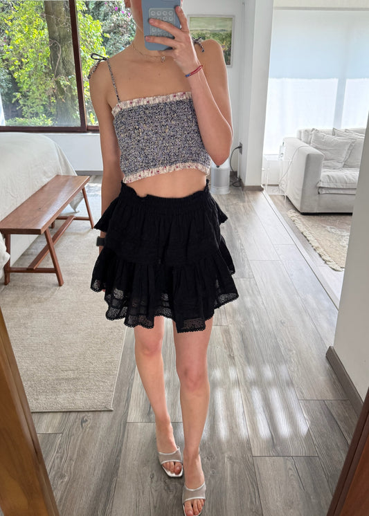 FALDA MINI NEGRA CON OLANES