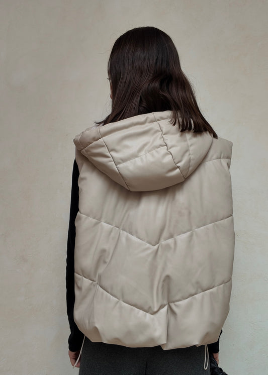 CHALECO PUFFER BEIGE
