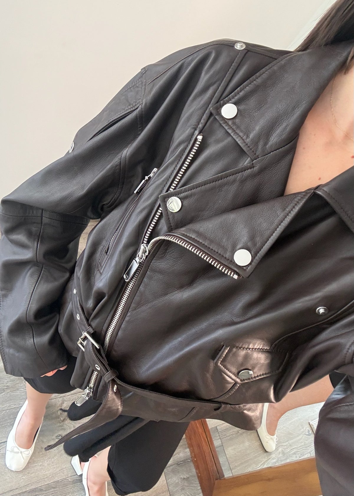 CHAMARRA MOTO BELTED CHOCOLATE