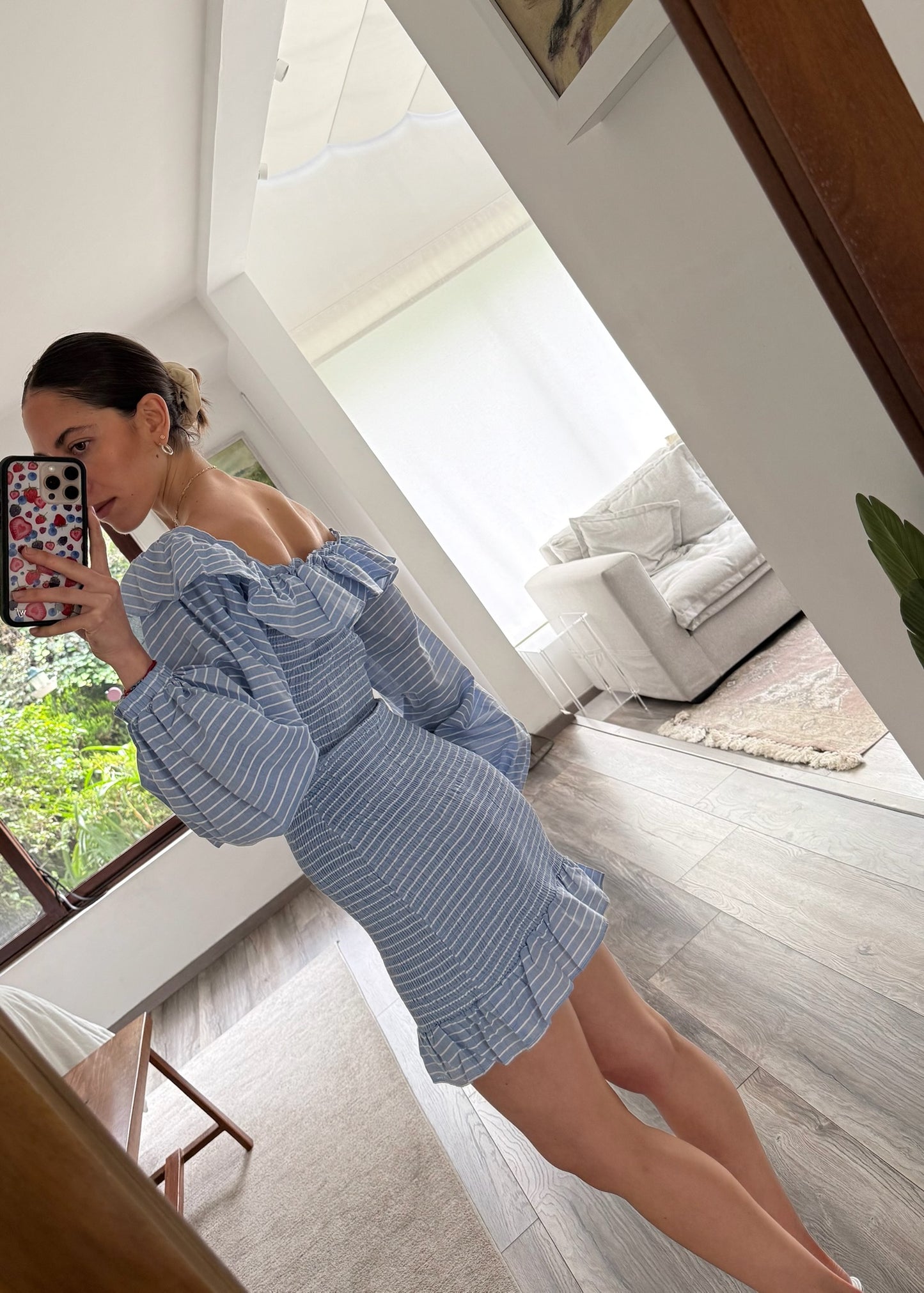 VESTIDO GIRLY RUCHED AZUL