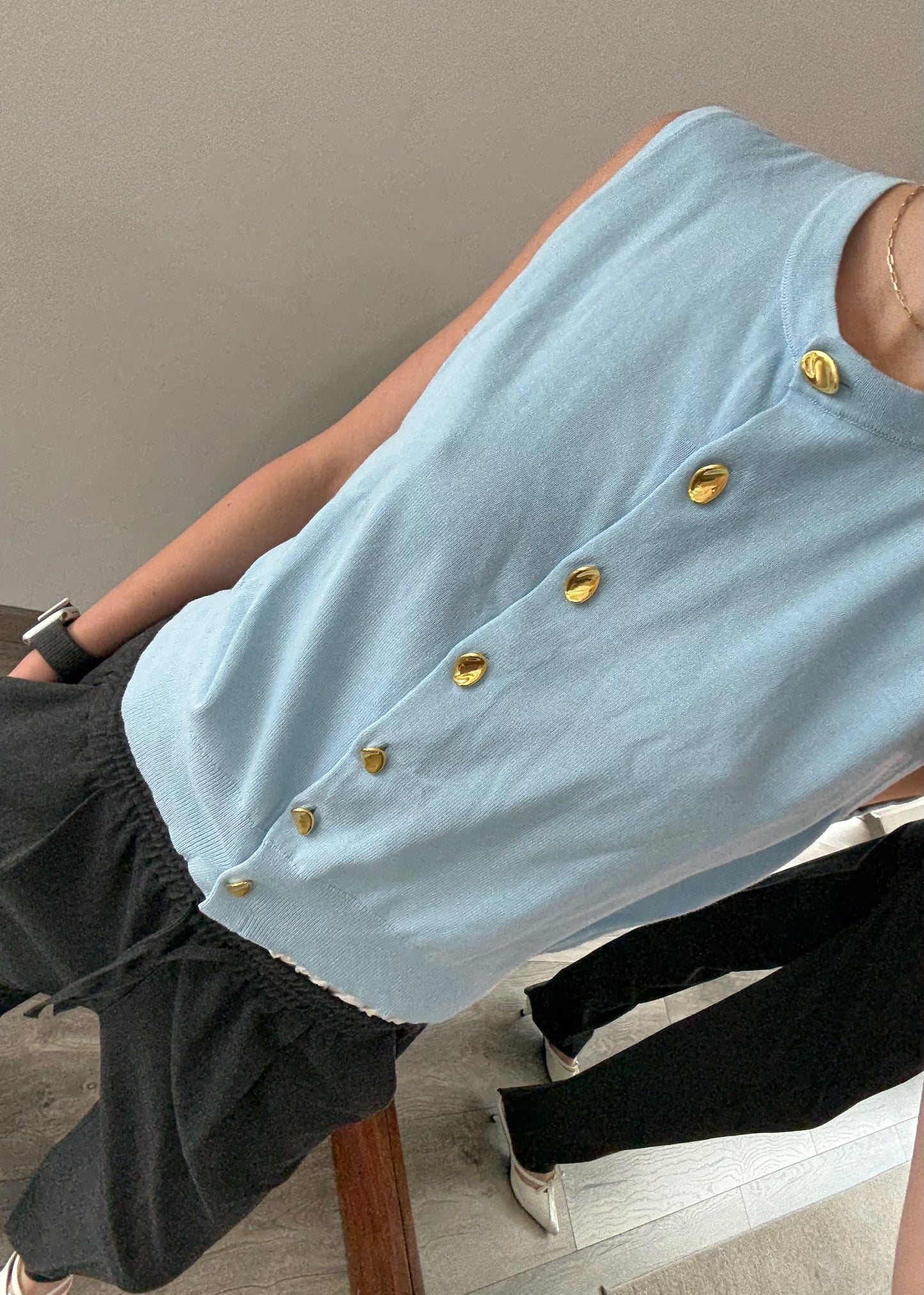 CHALECO DE KNIT AZUL