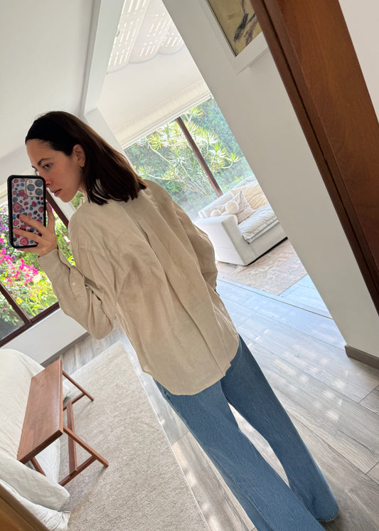 CAMISA TAUPE DE TIPO LINO