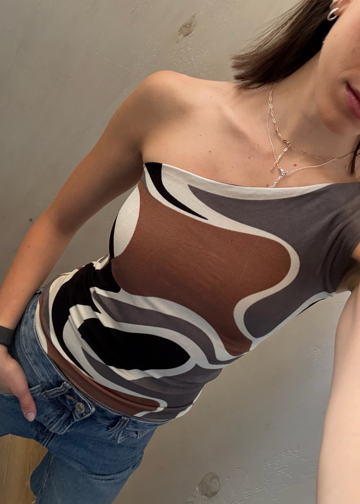 TOP ONE SHOULDER PRINT RETRO