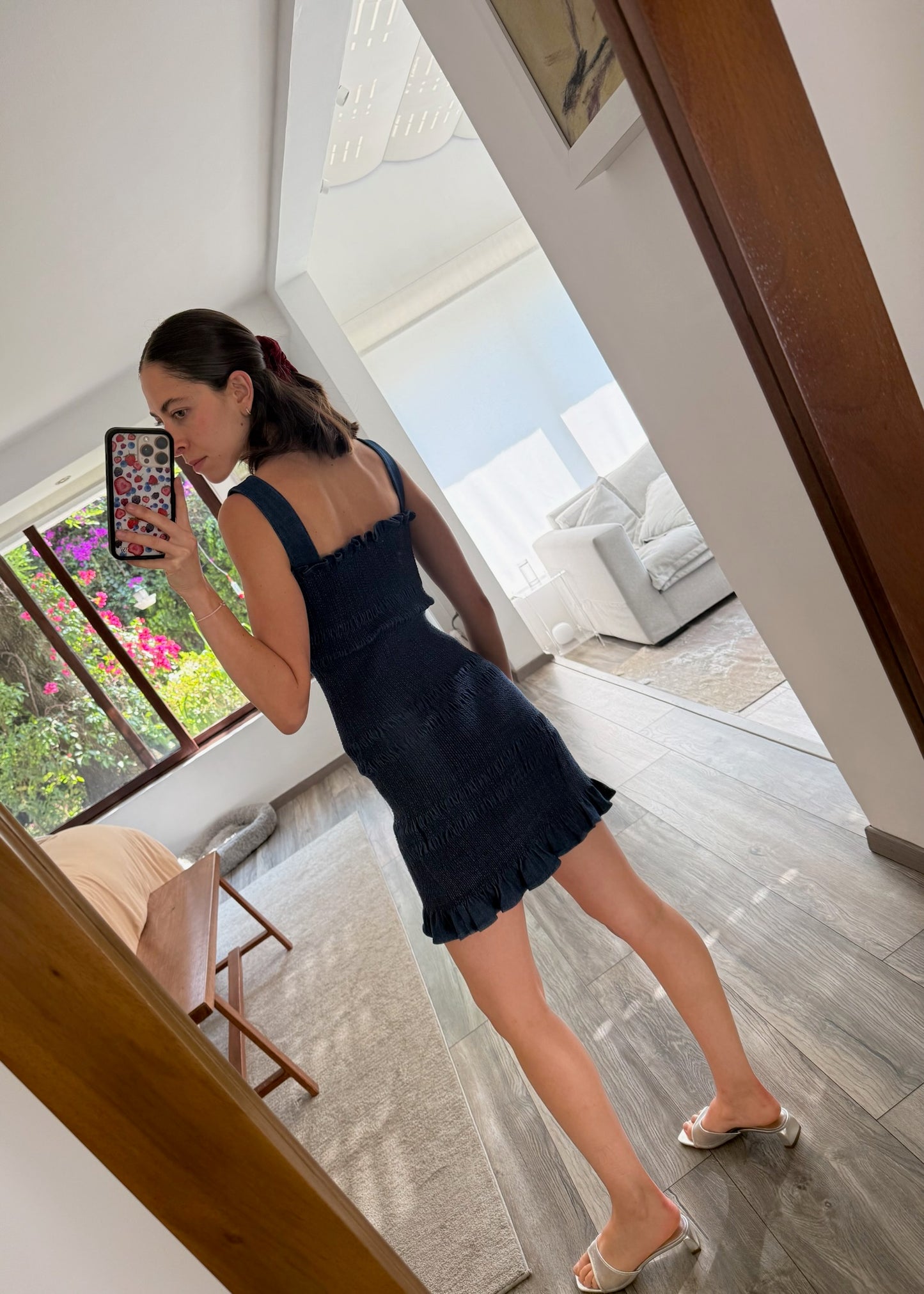 VESTIDO RUCHED DENIM MINI