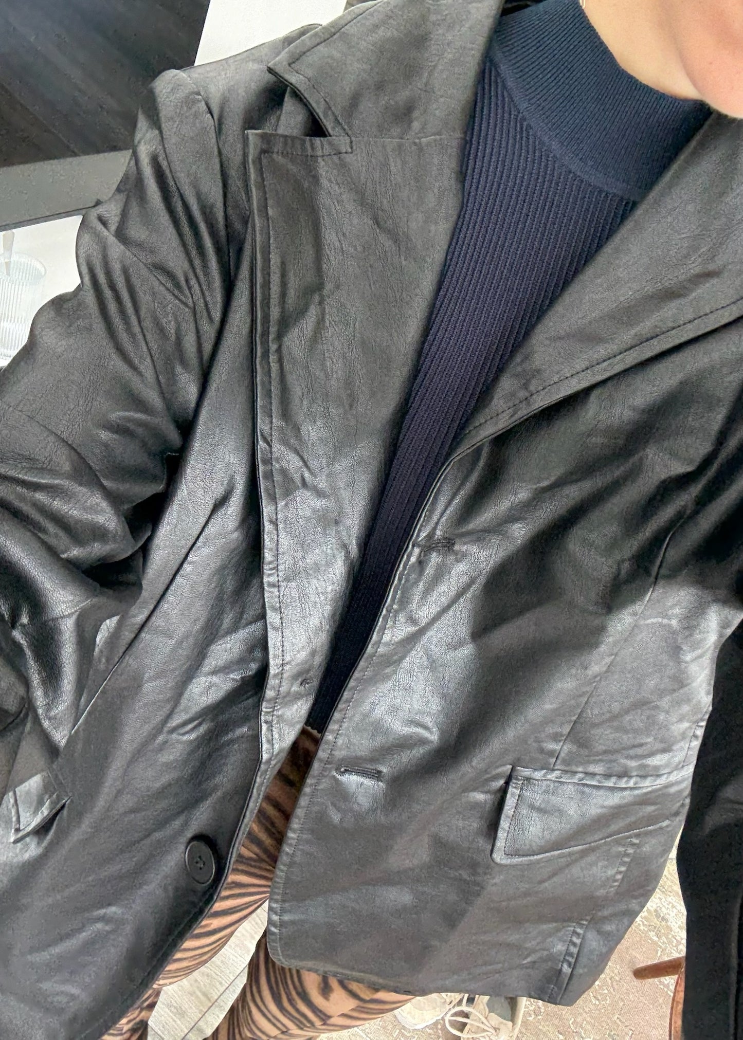 BLAZER OVERSIZED DE FAUX LEATHER