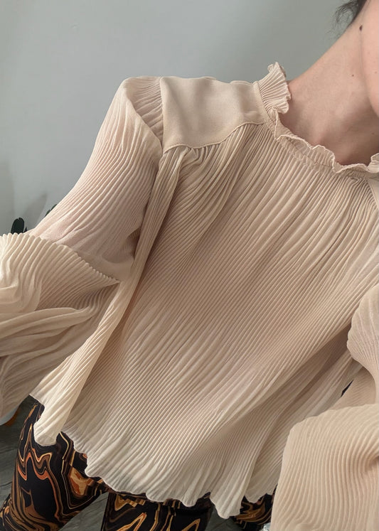 BLUSA PLIZADA BEIGE