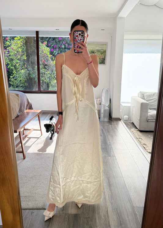 SLIP DRESS SATINADO IVORY
