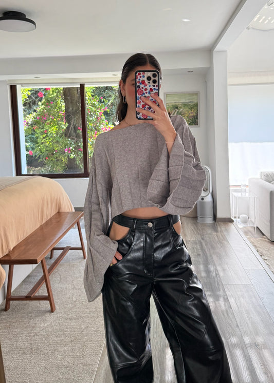 SUÉTER CROPPED GRIS