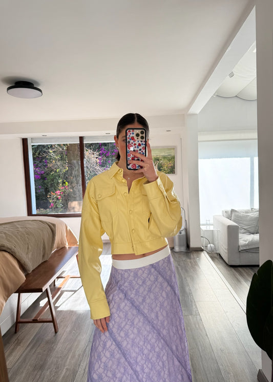 CHAMARRA FAUX LEATHER AMARILLA