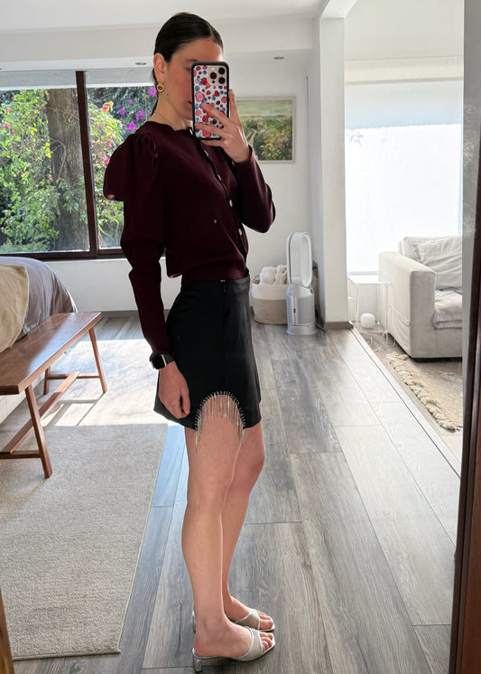 FALDA SATINADA NEGRA MINI