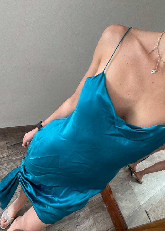 SLIP DRESS AZUL TURQUESA