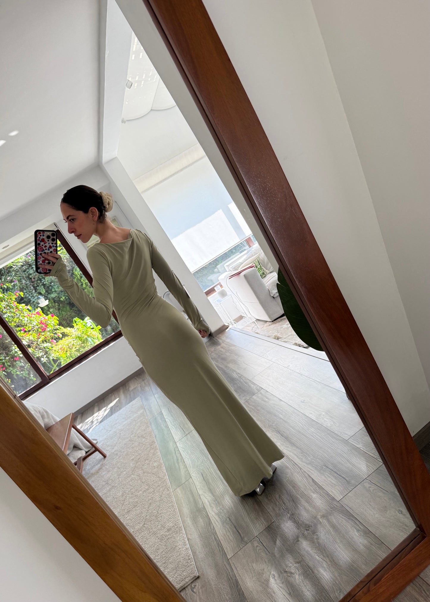 VESTIDO MAXI MENTA RUCHED