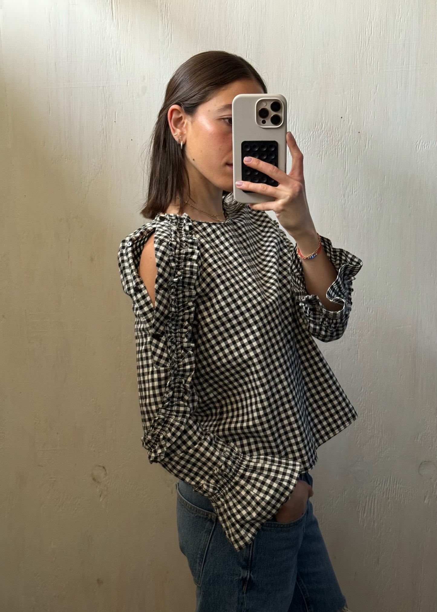 BLUSA GINHAM B&W