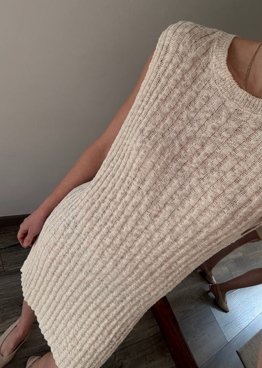 VESTIDO DE KNIT MINI BEIGE