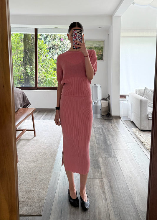 SET VINTAGE DE KNIT ROSA