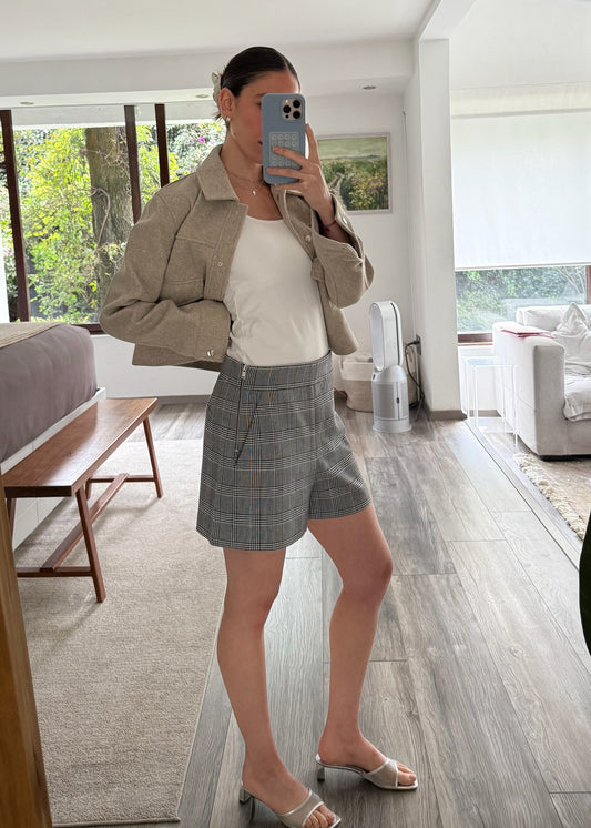 SHORTS PLAID GRISES