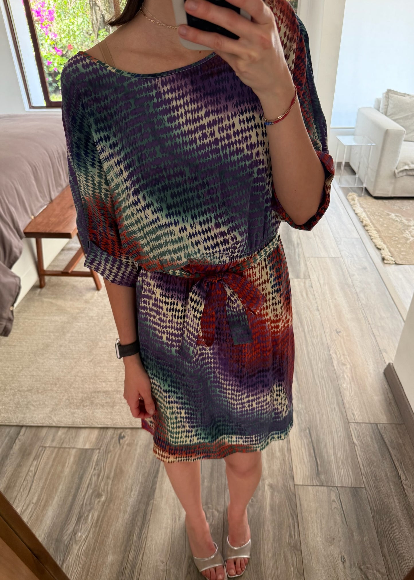 VESTIDO MINI CON PRINT ROMBOS