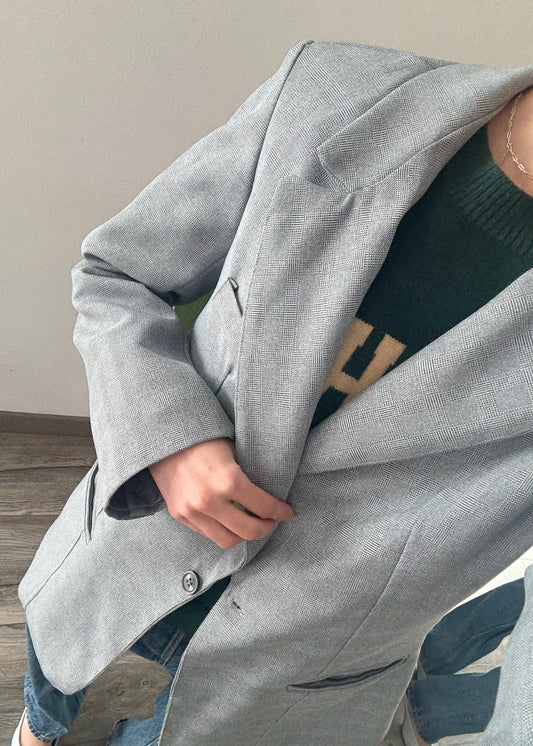 BLAZER OVERSIZED GRIS CON CUADROS