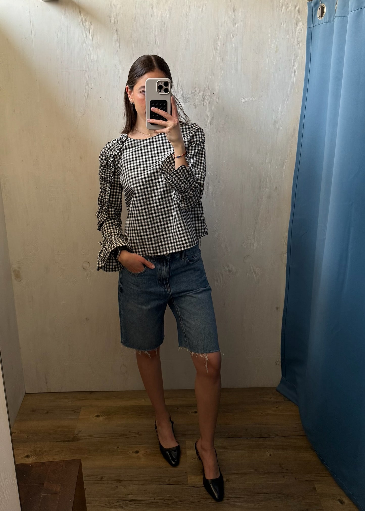BLUSA GINHAM B&W