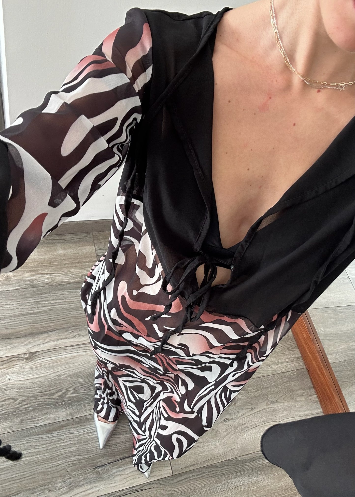 VESTIDO ANIMAL PRINT SEE THROUGH