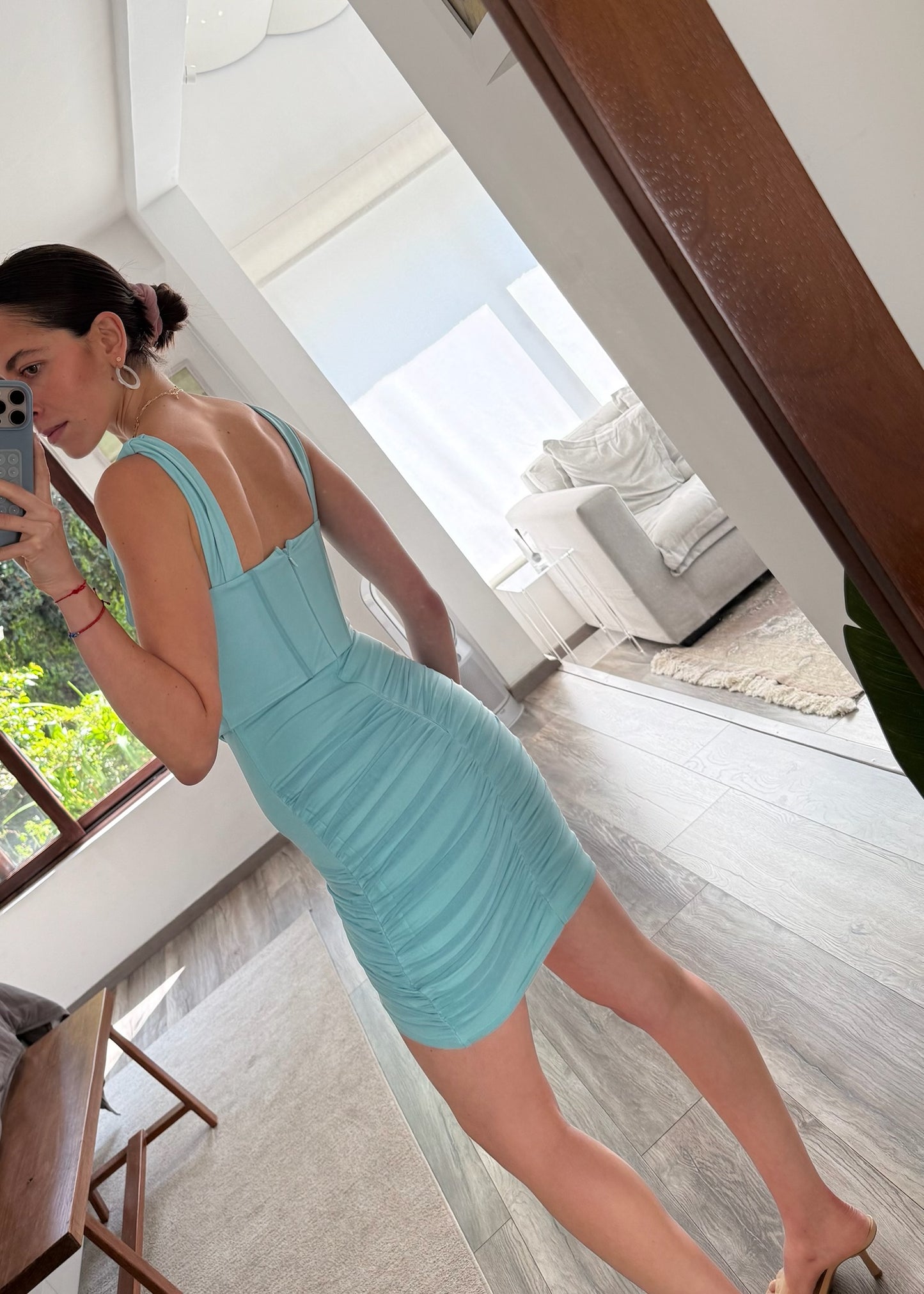 VESTIDO MINI CON CORSET AZUL