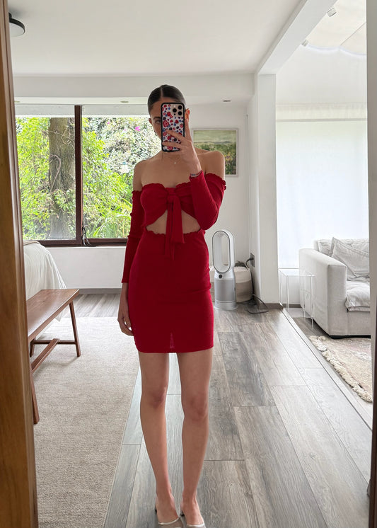 VESTIDO CUTE RIBBED ROJO