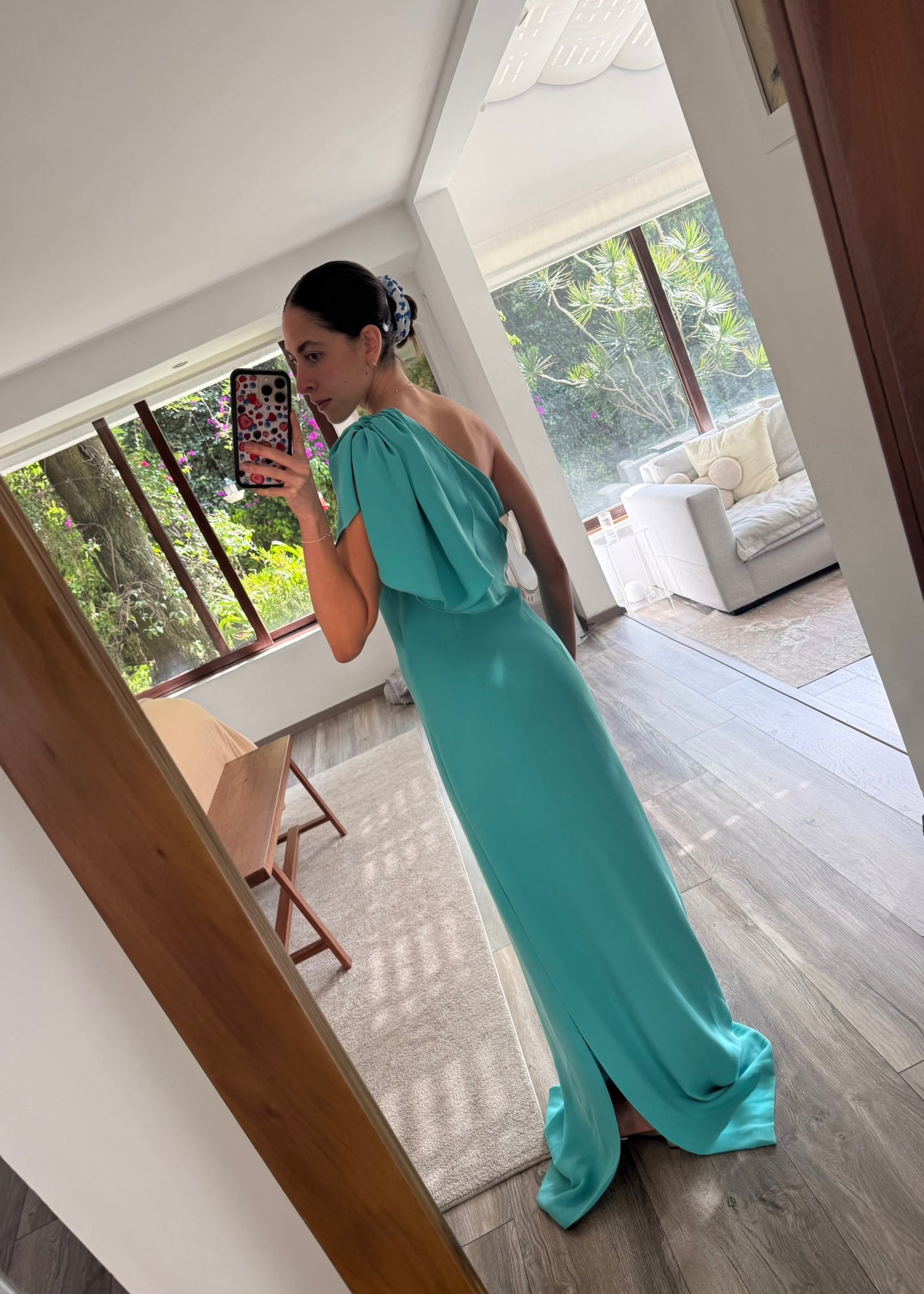 VESTIDO ASIMÉTRICO TURQUESA