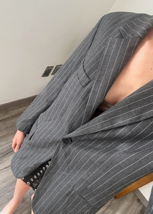 BLAZER PINSTRIPED GRIS