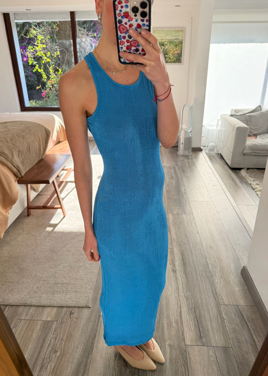 VESTIDO AZUL SHINY MIDI