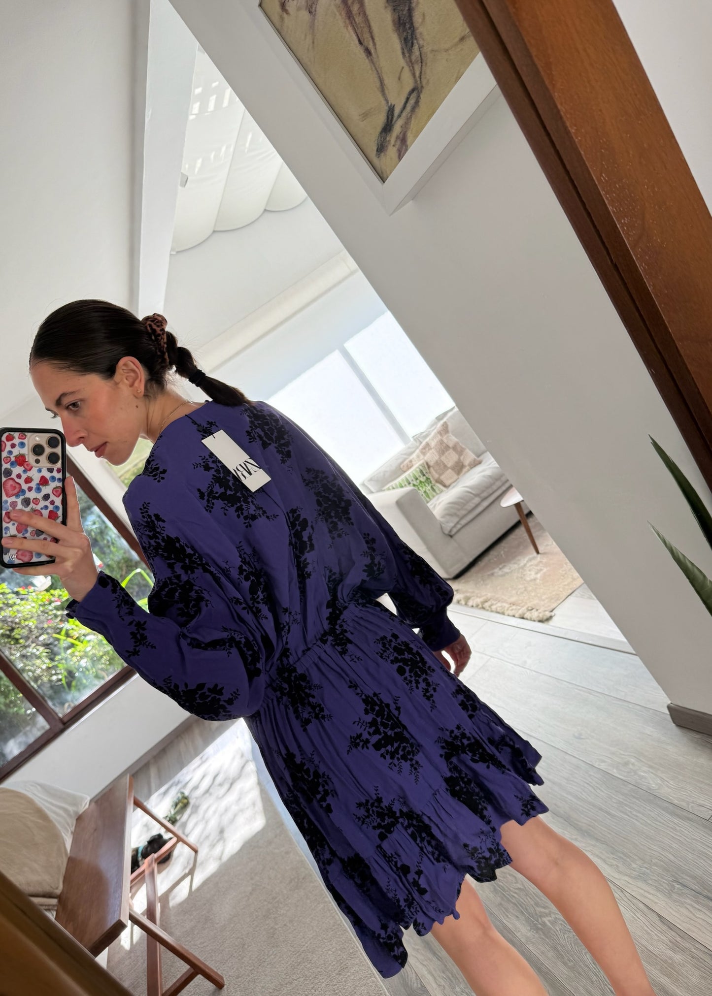 VESTIDO MINI MORADO CON PRINT