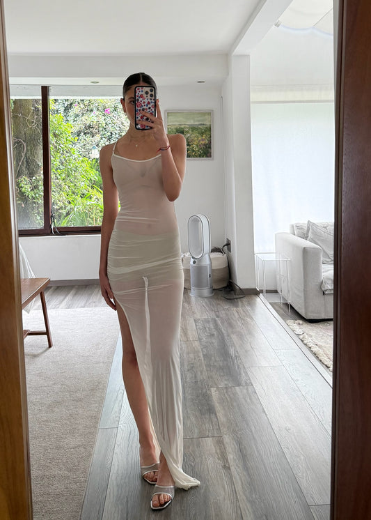 VESTIDO DE MESH BLANCO
